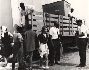Truck carrying toilets during the Selma-to-Montgomery march on U.S. Highway 80.