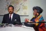 Jesse Jackson and Willie Barrow at a press conference during the annual meeting of the Southern Christian Leadership Conference (SCLC) in Birmingham, Alabama.