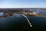 October 2017 aerial view of Portland, Maine, and its harbor