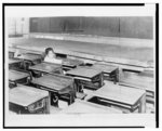 Ruth Moody sits alone in classroom in Hollister, N.C., after 337 students boycotted the Hollister Negro Elementary School yesterday