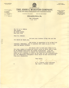 Letter from John C. Winston Company to W. E. B. Du Bois