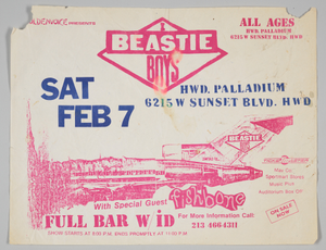 Flier for The Beastie Boys with Fishbone at the Hollywood Palladium