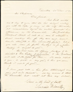 Letter from Lucina Wilmarth, Taunton, [Massachusetts], to Maria Weston Chapman, 1840 Nov[ember] 21