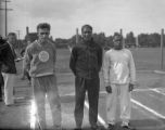 George Simpson, Ralph Metcalfe, and Eddie Tolan at 1932 Olympic tryouts, 1932