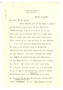 Letter from N.A.A.C.P. to W. E. B. Du Bois