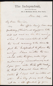 Letter from Oliver Johnson, New York, [N.Y.], to William Lloyd Garrison, Dec[ember] 26, 1865