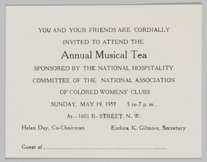 Thumbnail for National Association of Colored Women's Clubs Annual Musical Tea invitation