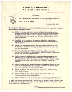 Memorandum from W. E. B. Du Bois to Committee on the Pan African Congress