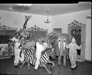 Mrs. Dorsey-Neville Thomas School [students in circus costumes; from envelope] [acetate film photonegative]