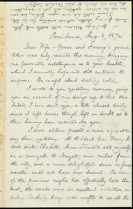 Letter from William Lloyd Garrison, Providence, [R.I.], to Helen Eliza Garrison, Aug. 8, 1874