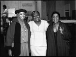 Marla Gibbs, Ester Rolle, and Beah Richards pose for a group portrait in a theater, Los Angeles, 1984