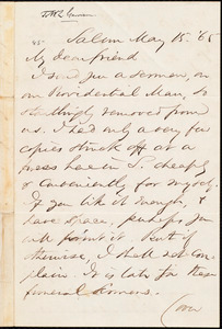 Letter from Samuel Johnson, Salem, [Mass.], to William Lloyd Garrison, May 15 [18]65