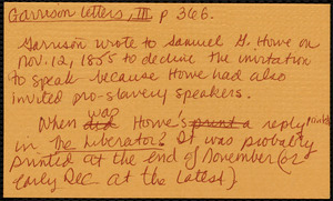 Typed transcript of letter from Wendell Phillips, [Boston?, Mass.], to Anne Warren Weston, [not before 1855 Nov. 12]