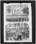 Presentation of colors to the Garibaldi Zouaves, New York, May, 1861 The Garibaldi Zouaves on the double-quick in Broadway.