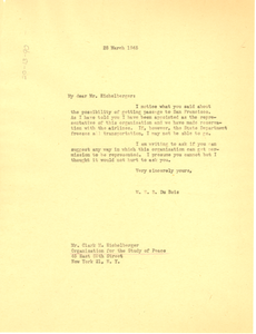 Letter from W. E. B. Du Bois to American Association for the United Nations