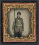 [Private James M. Bash of 67th Pennsylvania Volunteers in uniform with bayoneted musket]