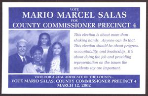 Mario Marcel Salas Card Advertising Election Bid