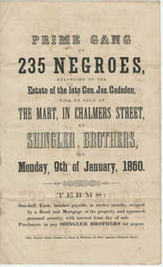 Shingler Brothers slave sale broadside