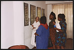 [Rosa Parks viewing an exhibition of civil rights photographs at the Martin Luther King Center, Atlanta, Georgia]