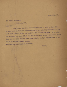 Letter: Macon, Georgia to Oscar Micheaux, Chicago, Illinois, 1927 Sept. 20