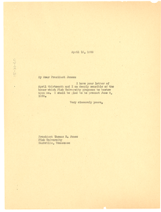 Letter from W. E. B. Du Bois to Fisk University