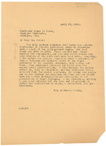 Letter from W. E. B. Du Bois to The Association of Colleges for Negro Youth