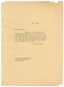 Letter from W. E. B. Du Bois to Rachel Davis DuBois