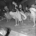 Film negatives of cancan dancers in the Moulin Rouge opening show, May 24, 1955