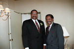 Willie Williams posing with others at an event to welcome him, Los Angeles, 1992