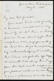 Letter to] My dear Mr. Garrison [manuscript