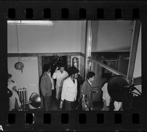 The Boston State College Black student protesters marched out of the occupied room with their arms raised in the Black Power salute