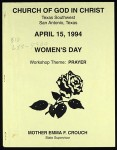 Women's day program, workshop, Texas southwest, COGIC, San Antonio, 1994 (copy 2)