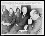 The Rev. Martin Luther King, Jr., left, meets with Vice Pres. Hubert Humphrey, center, and Attorney General-designate Nicholas deB Katzenbach in Humphrey's office ... to discuss legislative steps which he feels are needed to assure voting rights for Negroes