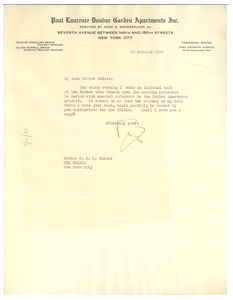 Letter from Roscoe Conkling Bruce to W. E. B. Du Bois