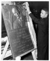 Trenton, New Jersey. Carver Center Branch YMCA. Robert Baker unveiling a plaque of George Washington Carver, February 1946.