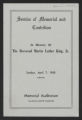 Memorial Service Program for Martin Luther King, Jr. in Raleigh, North Carolina. Sunday, April 7, 1968