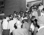 Fred Shuttlesworth leaving New Hope Baptist Church in Birmingham, Alabama.