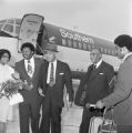 Roy Wilkins arriving at the airport in Mobile, Alabama.