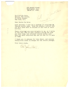 Letter from Howard University to W. E. B. Du Bois