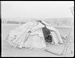 Indian teepee or birch-bark hut constructed on the fairgrounds at St Louis, Missouri 1904