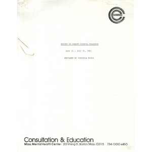 Report on parent council training June 15 - July 31, 1981.