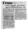 Newspaper article - Charges Dismissed in Arson Case