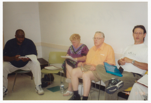 Digital image of a community meeting on the Tulsa Race Massacre