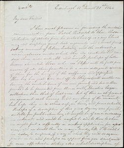 Letter from Jane Wigham, 5 South Gray St[reet], Newington, Edinburgh, [Scotland], to Maria Weston Chapman, 11th month 21st [day] 1844