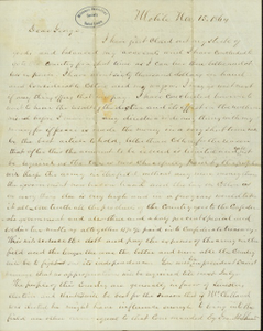 Letter [signature illegible], Mobile, Alabama, to George [H. Loker], November 15, 1864