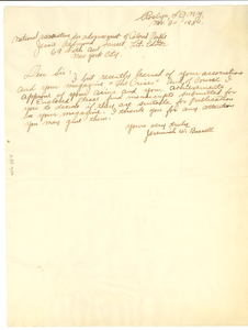 Letter from Jeremiah W. Russell to Crisis