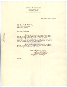 Letter from George W. Crawford to W. E. B. Du Bois