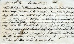 Letter, A. B. Parks to Augusta Rice; 6/21/1864