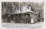 House surrounded by live oaks at a peacock farm in St. Petersburg