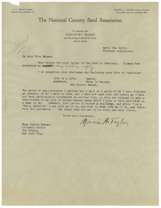 Letter from Marcia A. Taylor to Crisis